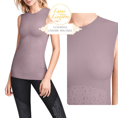CHEETAH TOP by Wolford XS lavender mist white Ärmelloses Shirt Matte Optik Sport