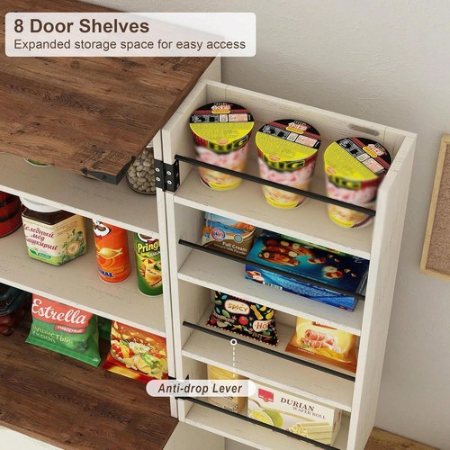 72'' Kitchen Storage Pantry Cabinet 8 Door Shelves 2 Cabinets And 1 Drawer - Picture 2 of 9