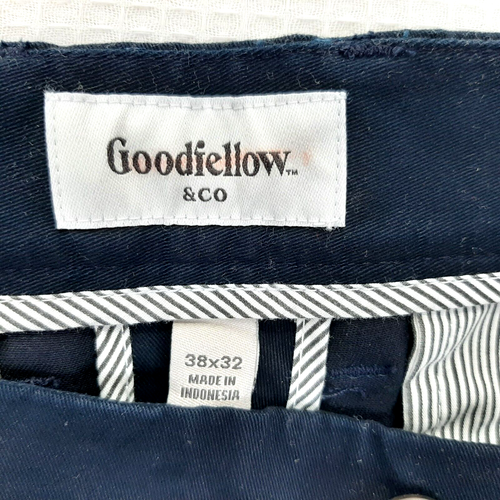 Pantalones de vestir Goodfellow & Co para hombre talla 38 x 32 azul marino henepin chino ajustados rectos - Imagen 7 de 12