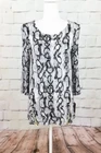 Nwt Ellen Tracy Women's Snakeskin Print Zipper Detail 3/4 Sleeve Blouse Size S