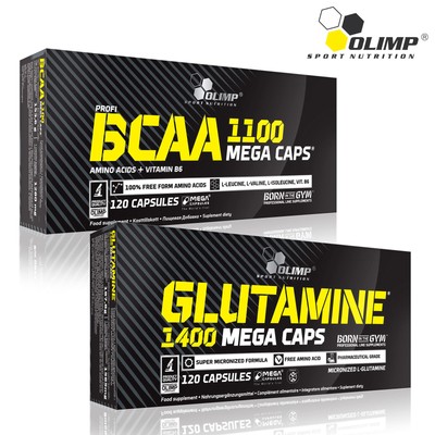 BCAA + Glutamine Pills 60-180Caps Post-Workout Recovery Amino Acids 