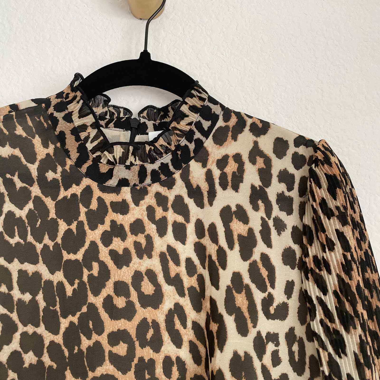 GANNI Cheetah Leopard Print Long Sleeve Chiffon T… - image 11