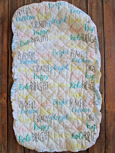 Land of Nod Diaper Changer Cover Change Pad Quilted Cotton Text BRIGHT HAPPY