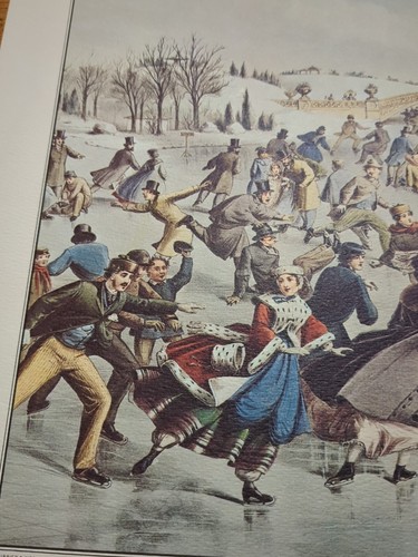 Vintage "Central-Park, Winter The Skating Pond" Poster Art Print Lithograph N.Y. - Picture 12 of 16