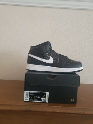 Nike Air Jordan 1 Mid SE Black Glitter GS Size 6 âAV5174-001â Fast Shipping | eBay