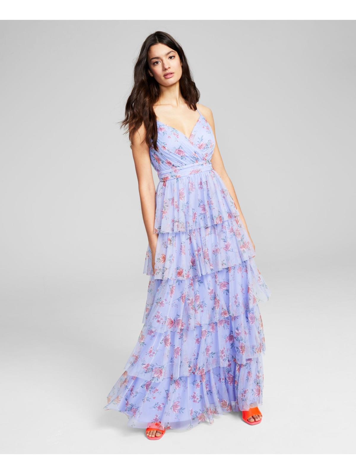 Женское фиолетовое вечернее платье без рукавов крест-накрест CITY STUDIO 7