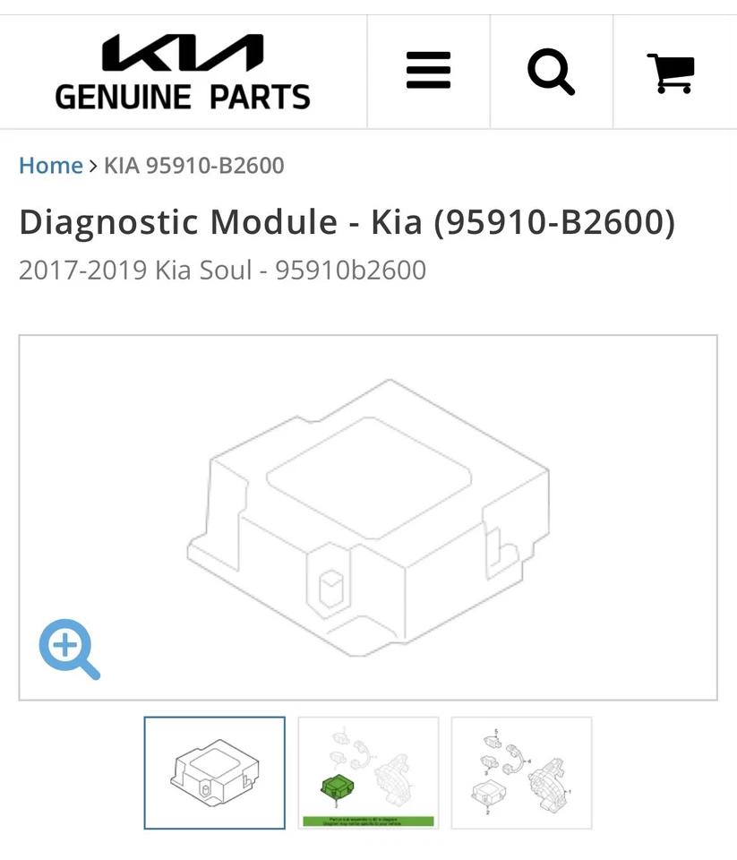 Модуль управления 2017 2018 2019 Kia Soul. 95910-B2600. 95910B2600. Протестировано - Изображение 2 из 3