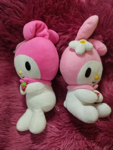 2 pcs. My Melody Pink Strawberry 7-10" Plush Doll Pre-owned Excellent Cond. - Picture 9 of 19