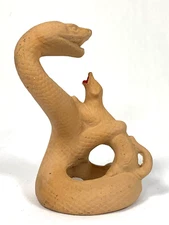 Snake Cobra versus Mongoose Figurine Vintage Japanese Pottery Mid Century Statue