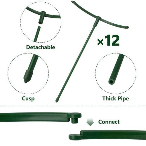 12packs Plant Support Stake Half Round Plant Support Stackable 3 Tier Garden Flo - Picture 3 of 7