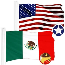 G128 Combo: USA Flag & Mexico Mexican Flag Both 4x6Ft Embroidered 300D Polyester