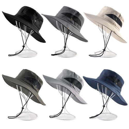 Windproof Rope Big Visors Wide Brim Beach Cap Fisherman Cap Bucket Hat Sun Hat