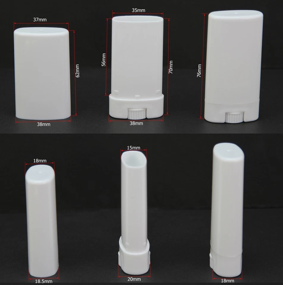 Clear / White Empty Oval Flat Tubes Deodorant Lip Balm Containers 15g - Image 4 of 4