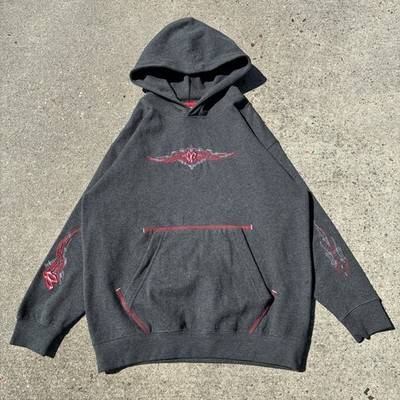 Vintage 90s Youth OP Ocean Pacific Hoodie Skateboard Flames Large JNCO Style