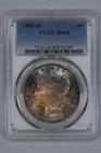 1882 O MORGAN SILVER DOLLAR $1 PCGS CERTIFIED MS64 MINT UNC - COOL COLOR