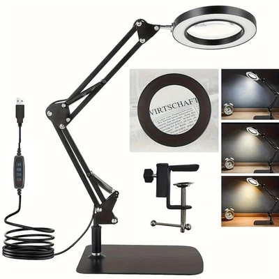 8X Dioptrien LED Lupenleuchte Lupenlampe mit Klemme Kosmetik Lupe USB Tischlampe - Bild 1 von 4