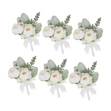 6Pcs Wedding Boutonniere Bride Bridegroom Boutonnieres Elegant Fashionable Rose
