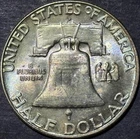 UNC 1962 D FRANKLIN SILVER HALF DOLLAR COIN ATTRACTIVE TWO SIDE TONING