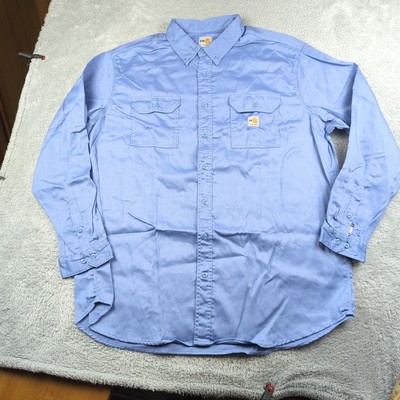 Carhartt FR Shirt Mens Tall 3XLT Blue Flame Resist Twill Button Up Workwear