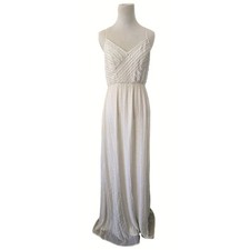 NWT Show Me Your Mumu White Gala Gown Lined Sequined Maxi Bridal Strappy Dress L