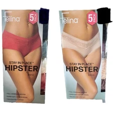 Felina Womens 5-Pack Stay In Place Hipster Panties Tan multi, Red Mul S, M, L,XL