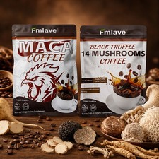 14 in 1 Organic Mushroom Coffee Maca Ginseng Energy Coffee 36 Servings 2 Pack