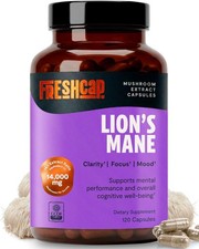 FreshCap Mushrooms Premium Organic Lions Mane Capsules - 14:1 Fruiting Body Extr