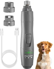 Dog Nail Grinder with LED Light Quiet 2-Speed Pet Nail Trimmer for Small Medium
