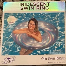 New H2OGO! Inflatable Iridescent Swim Ring 42” Pool Lake Water Beach  Float 