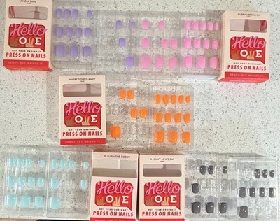 Hello Love Press On Nails Short Square Lot Of 10 Partial Sets PLEASE READ 