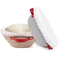 Banneton Bread Proofing Basket Set of 2 9"Round + 10"Oval Rattan Sourdough