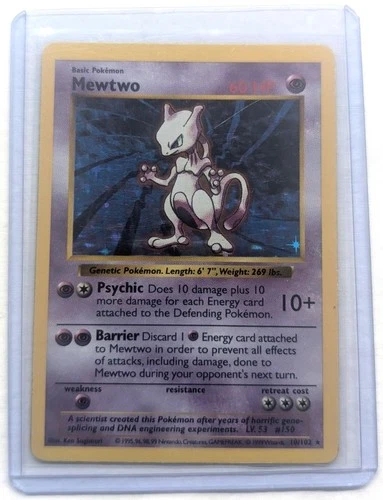 Pokemon Mewtwo 010/102 Base Set (Shadowless) Holo Rare
