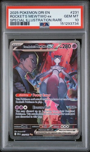 2025 POKEMON DRI SPECIAL ILLUSTRATION RARE #231 TEAM ROCKET'S MEWTWO EX PSA 10