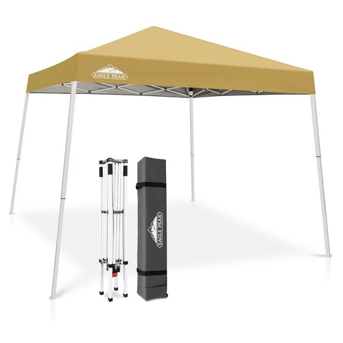 10x10 Slant Leg Pop-up Canopy Tent Easy One Person Setup Instant Outdoor Beac...