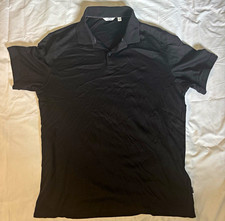 Calvin Klein Men's Black Solid Short Sleeve Collared Polo Shirt, Size L