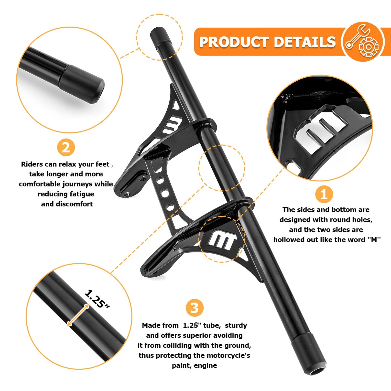 Front Crash Bar Engine Guard Highway Peg Bar Compatible with Harley Sportster