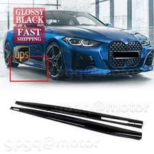 For BMW G22 G23 4 Series 2021-2025 Gloss Black AC Style Side Skirt Extension Kit