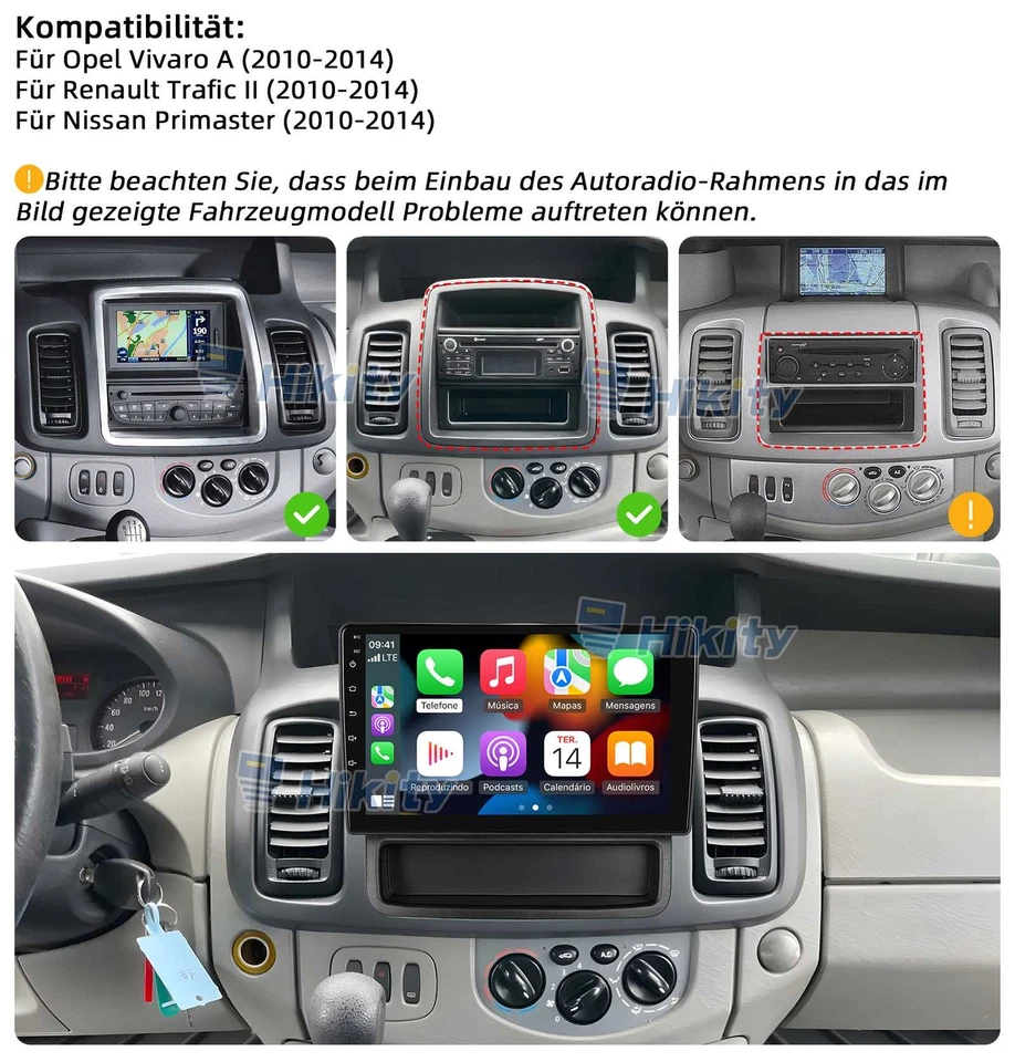 DAB+ CarPlay Android Autoradio Für Opel Vivaro A Renault Trafic II GPS Navi RDS - Bild 2 von 4