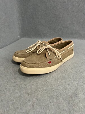 Campus Cruzerz, Brown, Canvas, Boat Shoes, Wisconsin, Badgers, Men's, Size 9