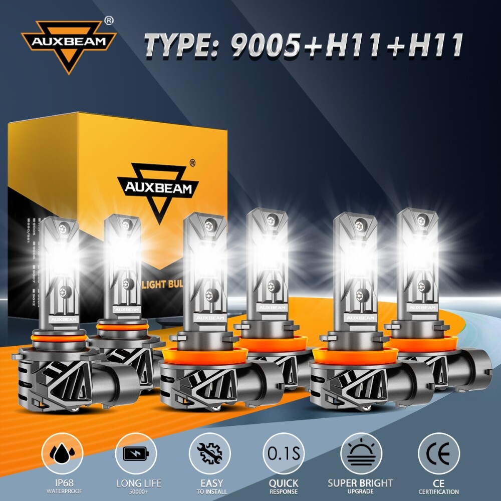 AUXBEAM LED Headlight Bulbs Kit For Toyota Camry 2007-2014 – High/Low/Fog, 6500K White