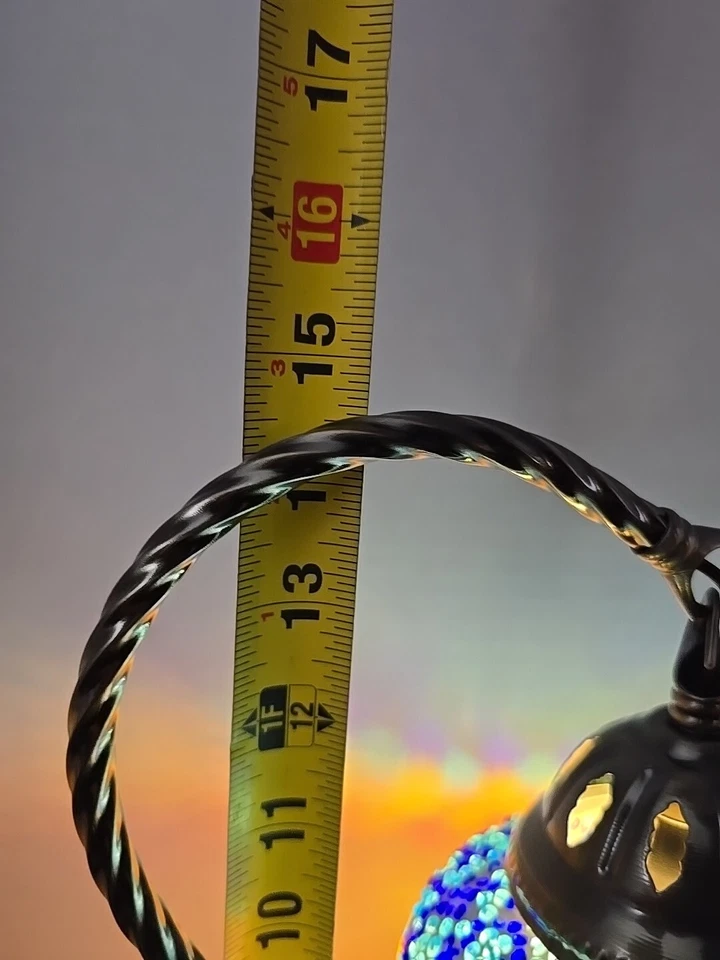 Lámpara de mosaico turca marroquí de vidrio colorido hecha a mano mesa escritorio luz bombilla gratis Foto 3 de 3