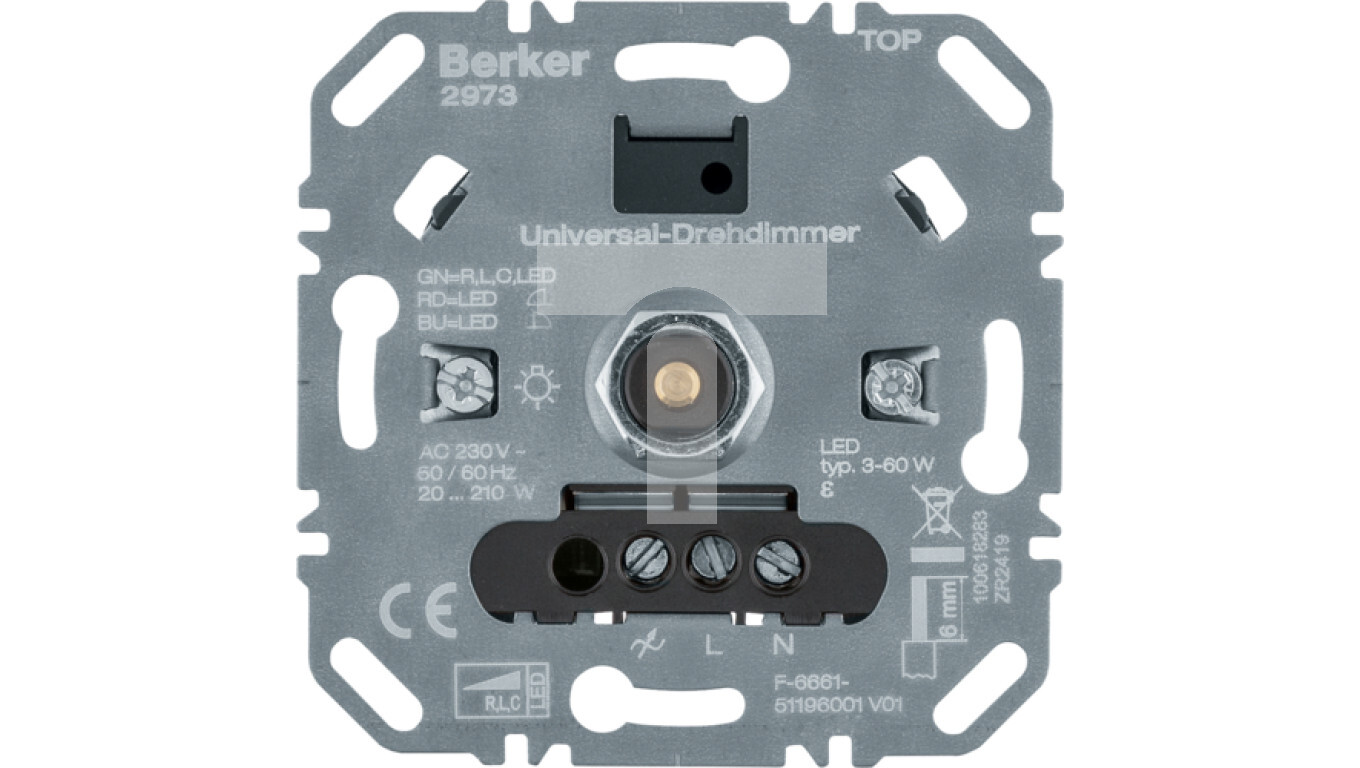 one.platform Rotary dimmer universal load R/L/C 20-210 W, LED 3-60 W 2973 /T2UK