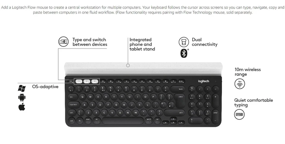 CLEARANCE SALE BRAND NEW SEALED Logitech K780 Multi-Device Keyboard RRP £89.99 - Image 3 of 4