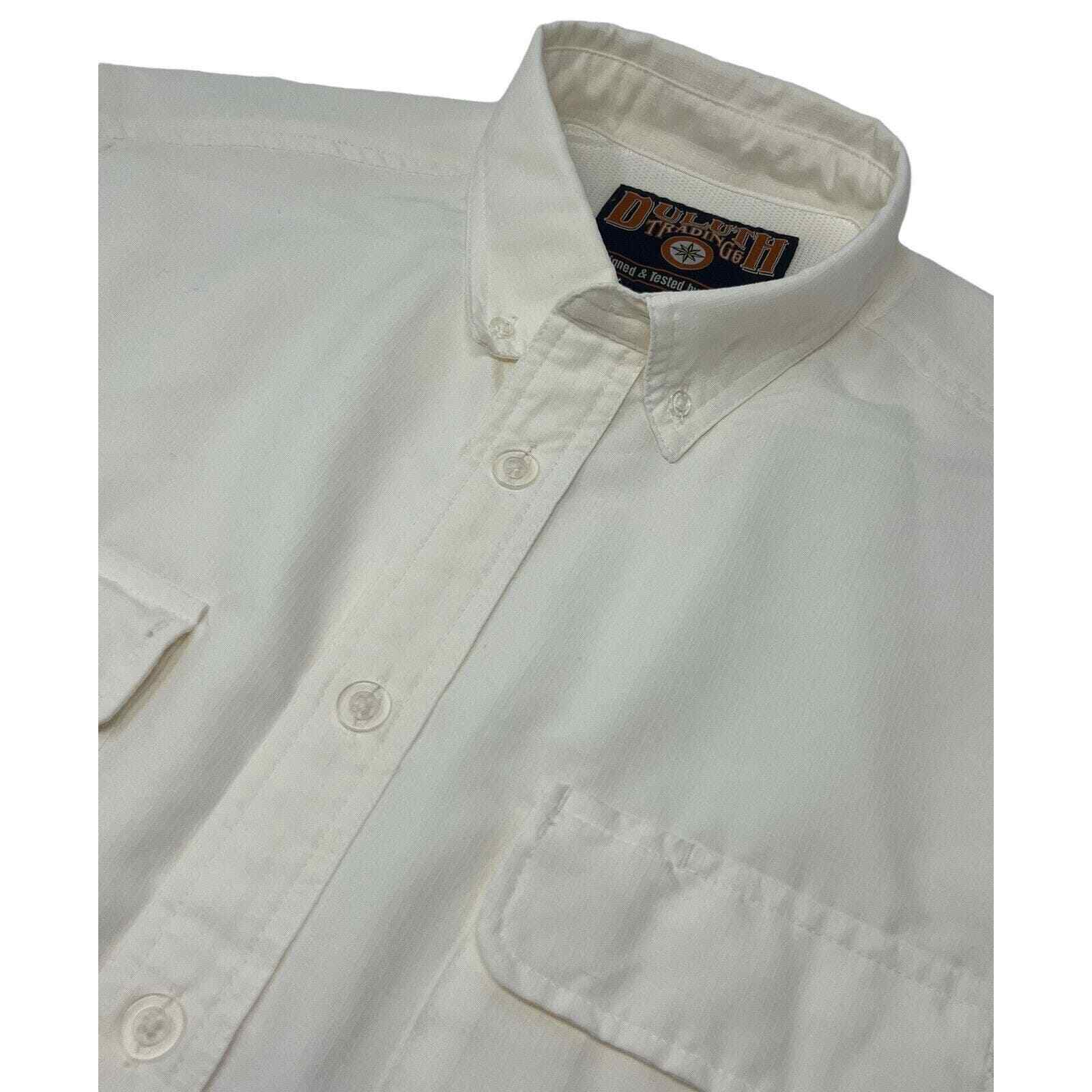 Duluth Trading Co Men’s Fishing Shirt Large Tall Long Sleeve White Shirt Pockets