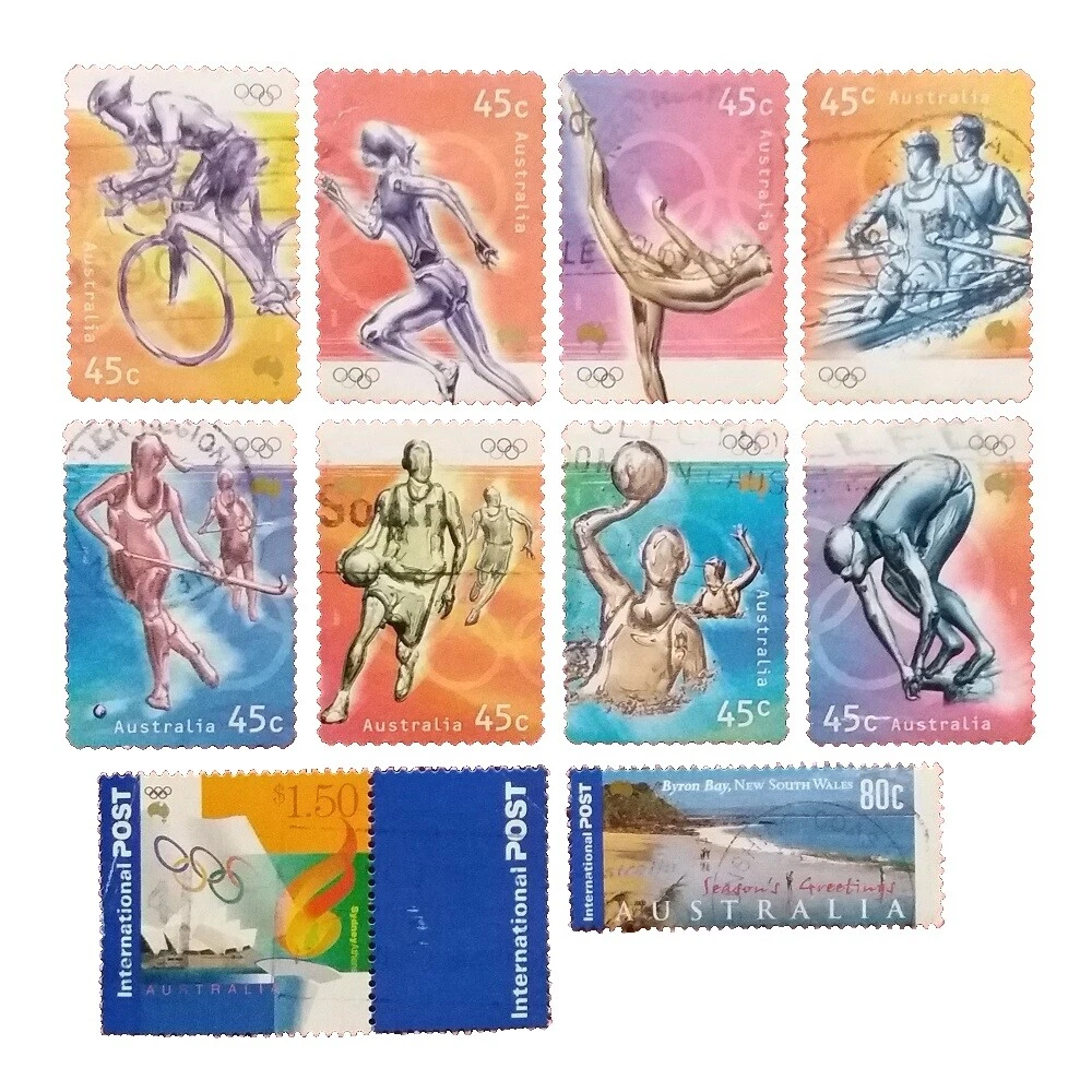 Estampillas de Australia de los Juegos Olímpicos de varios colores