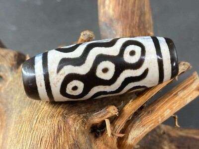 Rare Tibetan Old Agate DZi *9 Eyes* Bead Amulet Pendant 39mm A11