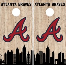 Atlanta Braves Cornhole Wrap MLB Game City Skyline Skin Vinyl Decal CO916