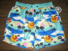 MENS NEFF HAWAIIAN RUBBER DUCK DRAWSTRING SWIM BOARD SHORTS SIZE L