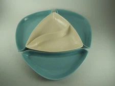 Santa Anita Serving Set of 4 Pieces Vintage Triangle Shaped MCM Turquoise Relish