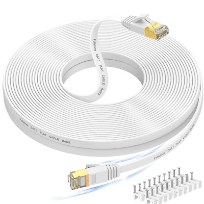 Cat 7 Ethernet Cable 100ft High Speed Flat Internet Network LAN Wire Long Shield